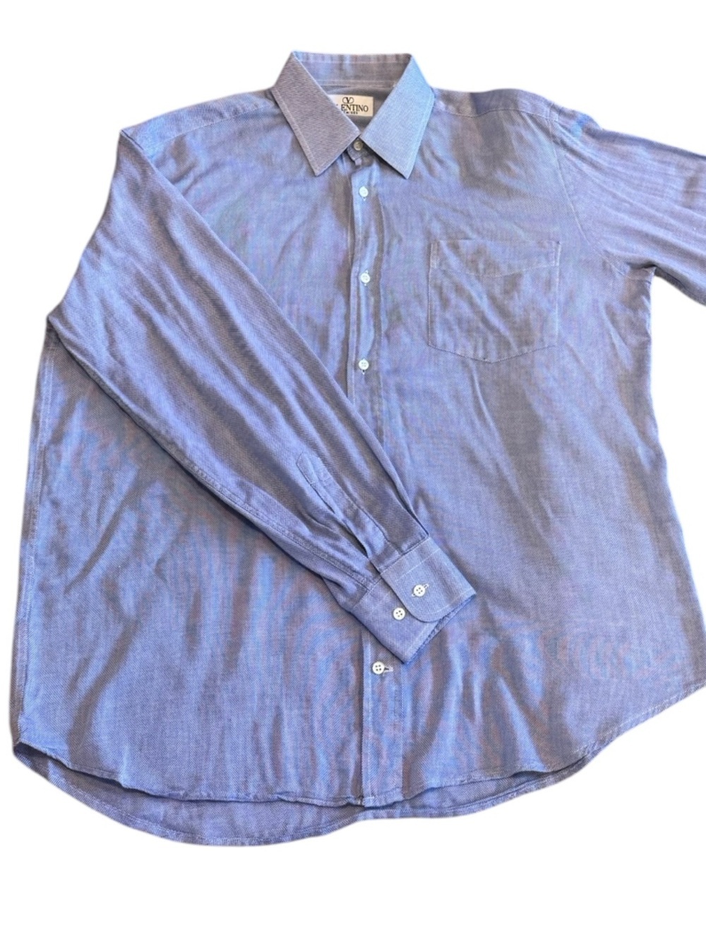 Valentino Vintage Dress Shirt Light Blue Long Sleeve Mens Neck 15.5